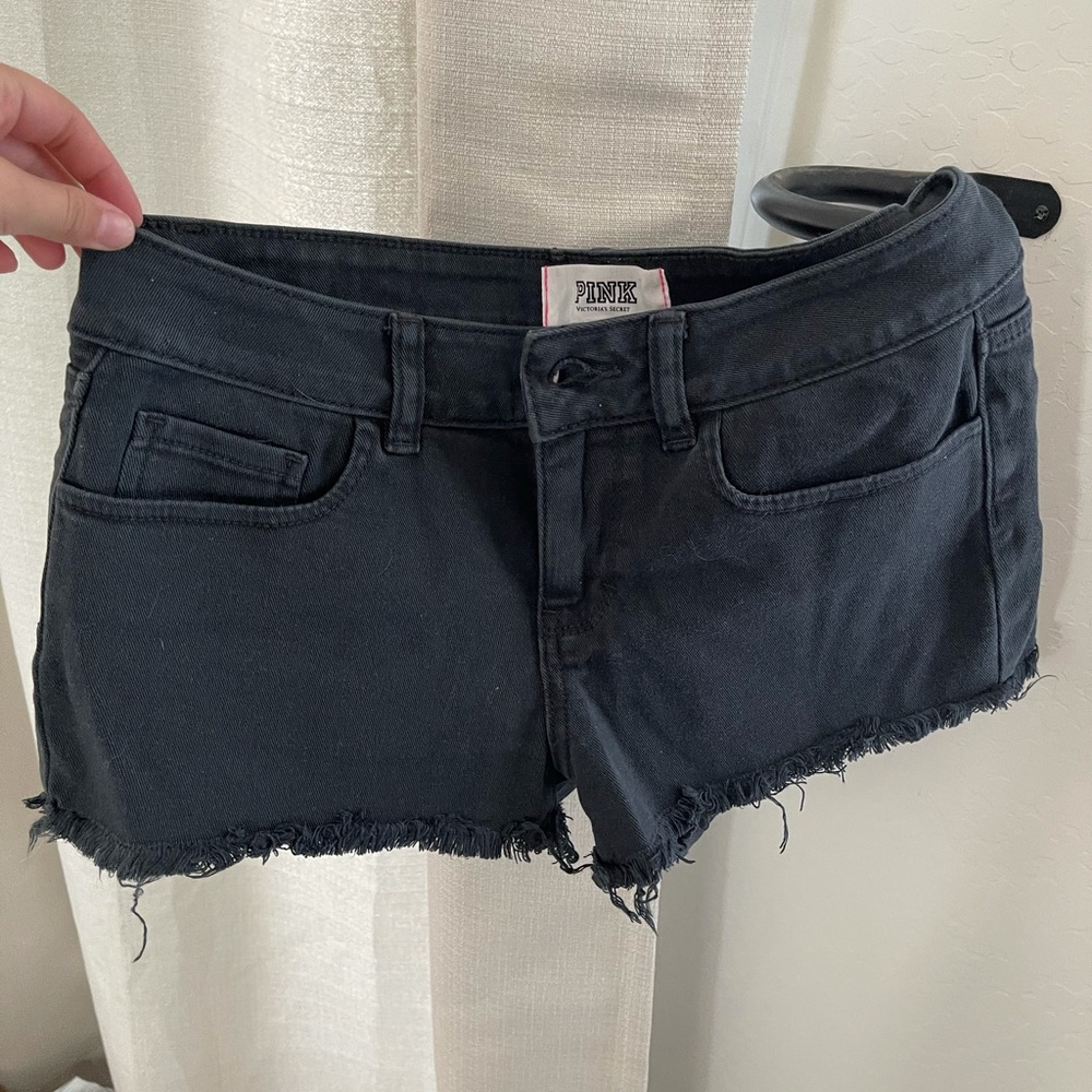 PINK black denim shorts